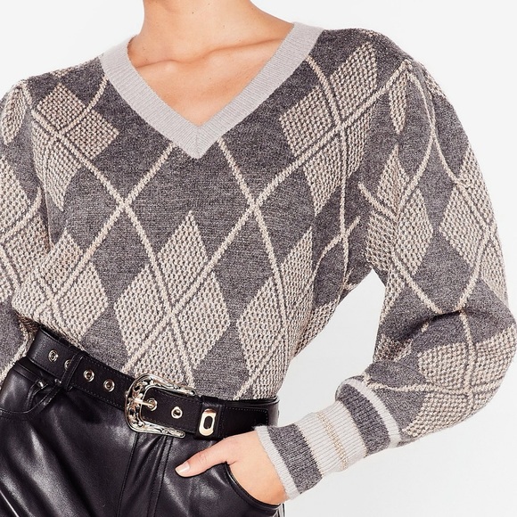 Nasty Gal argyle print sweater - Picture 3 of 6